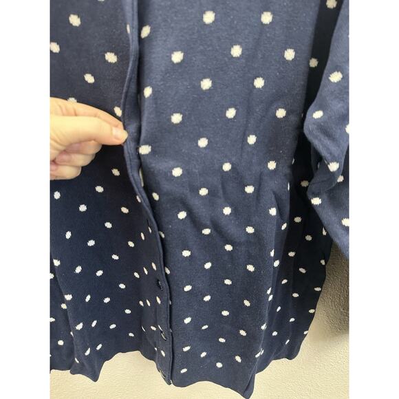 National Womens Sweater Size 1X Navy Polka Dotted Long Sleeve Button Up - Picture 3 of 11